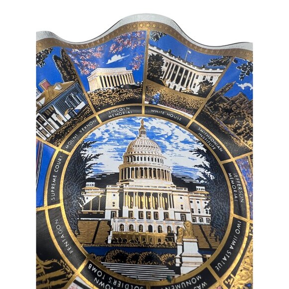 Washington D.C. Souvenir Decorative Fluted Glass Trinket Dish Iconic Landmarks - Picture 5 of 8